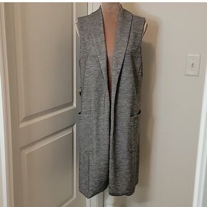 Halogen Gray Open Front Sleeveless Cardigan Vest